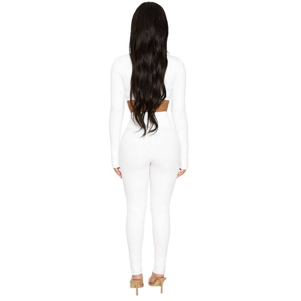 NAKED WARDROBE | White Snatched Down Leggings - Picture 3 of 4